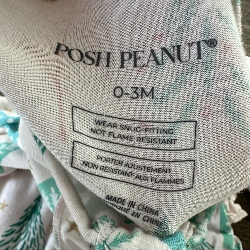 Posh Peanut Baby Girl 0-3 months‎ Pastel Christmas Trees Zip Up Ruffle Footie